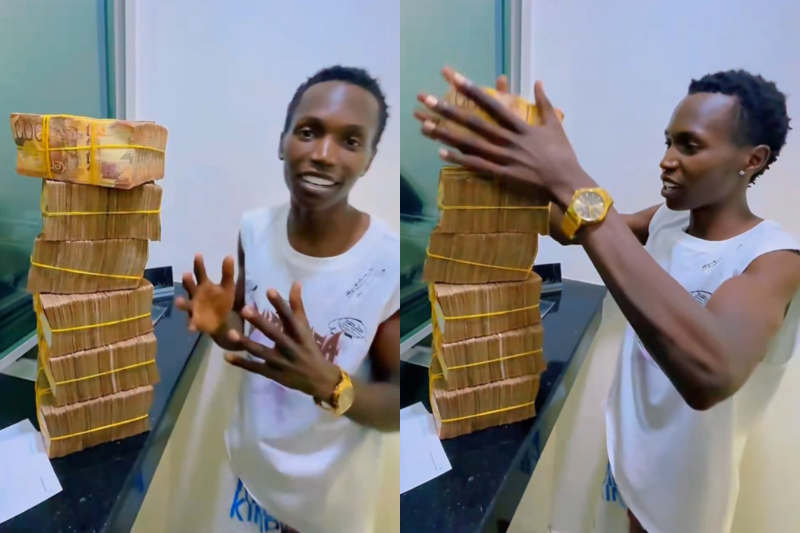 Collage photo of Kenyan Prince flaunting millions.